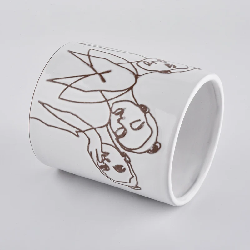 Custom Ceramic Candle Vessels With Face Pattern