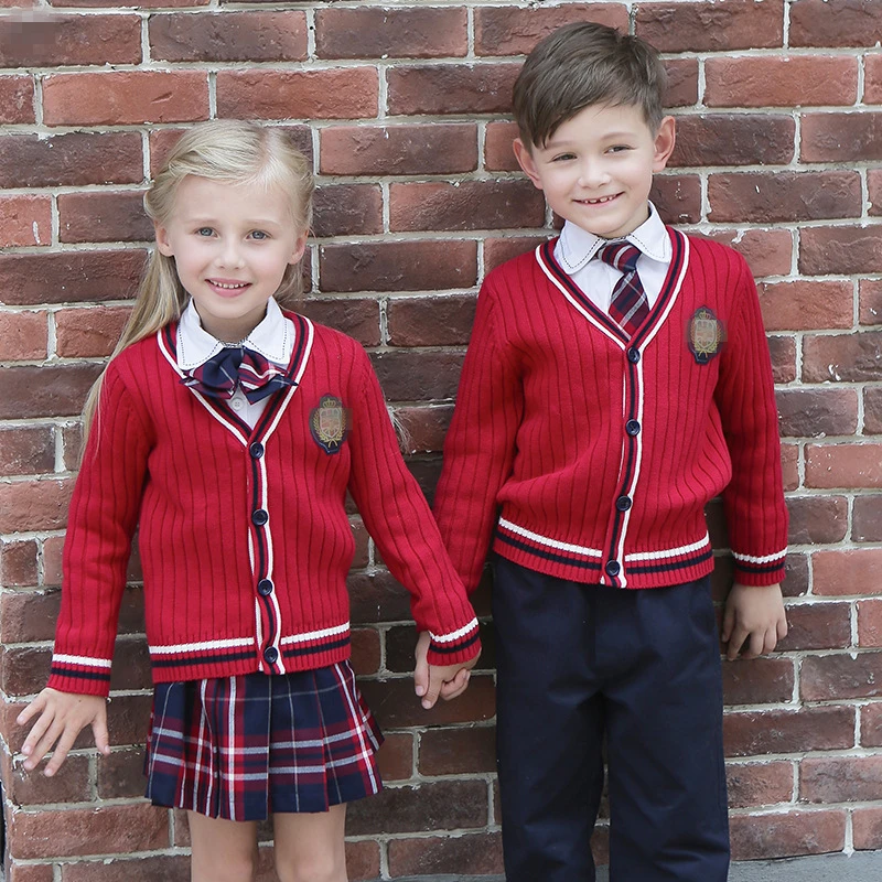 Autumn Kid Knitted Primary School Uniforms Suit Custom Design ...