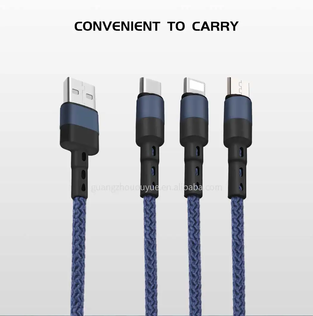 3 In 1 Micro USB Type C Multi Charger Cable for Xiaomi Samsung Mobile Phone 8-PIN USB Cord USB-C Charging Cable - ANKUX.COM