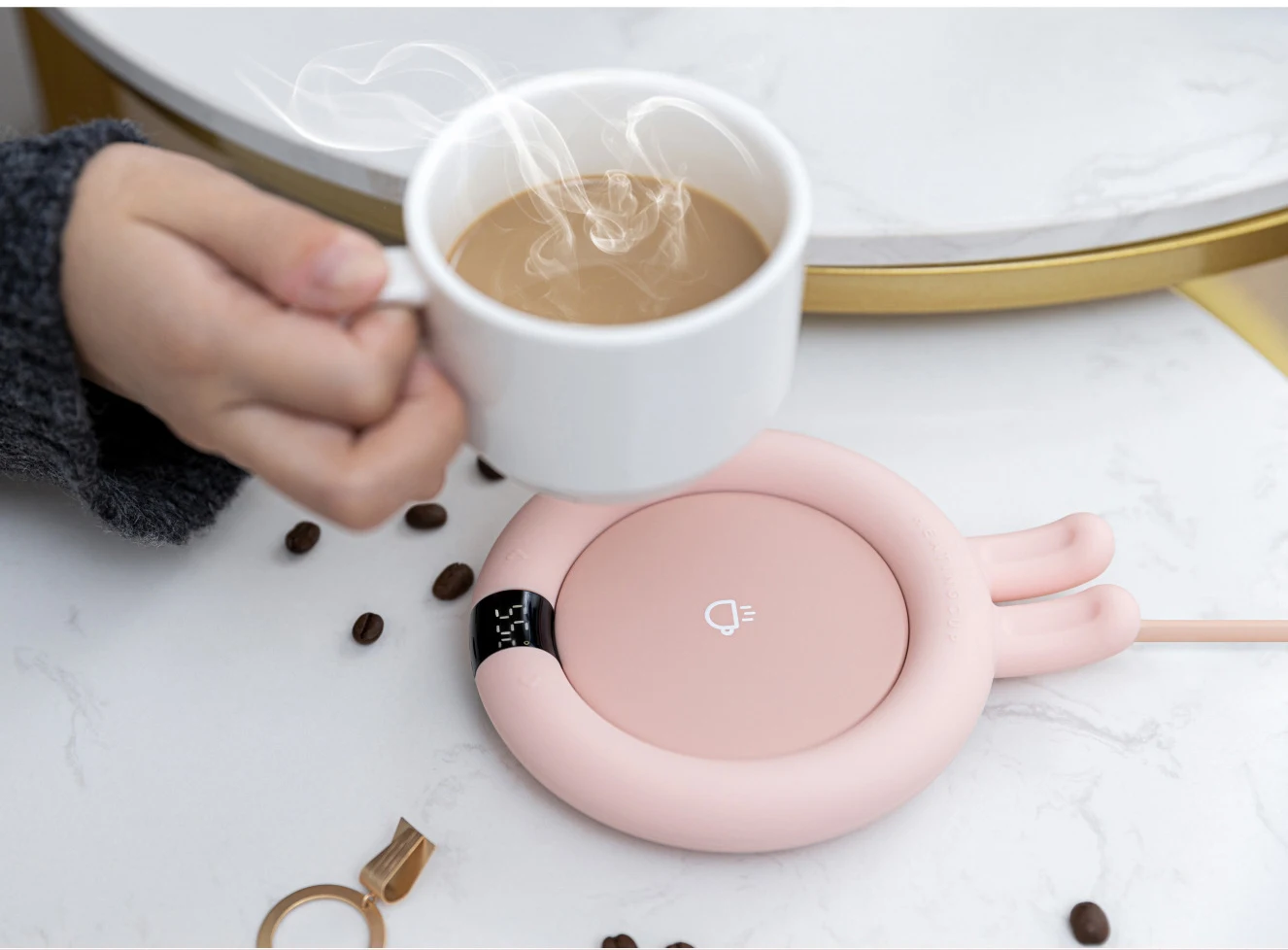 USB thermostatic insulation coaster heater warm water cup base hot milk artifact 55 degrees household dormitory