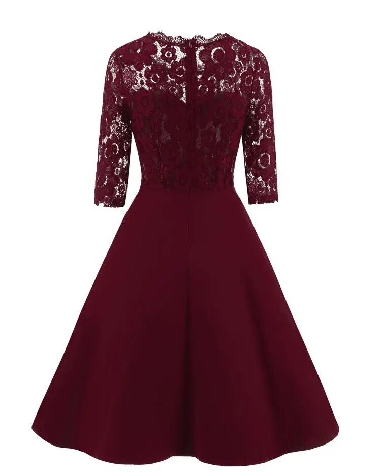 2019 Low MOQ Vintage Lace Skater Dress With Mid Sleeves Wedding Vestidos