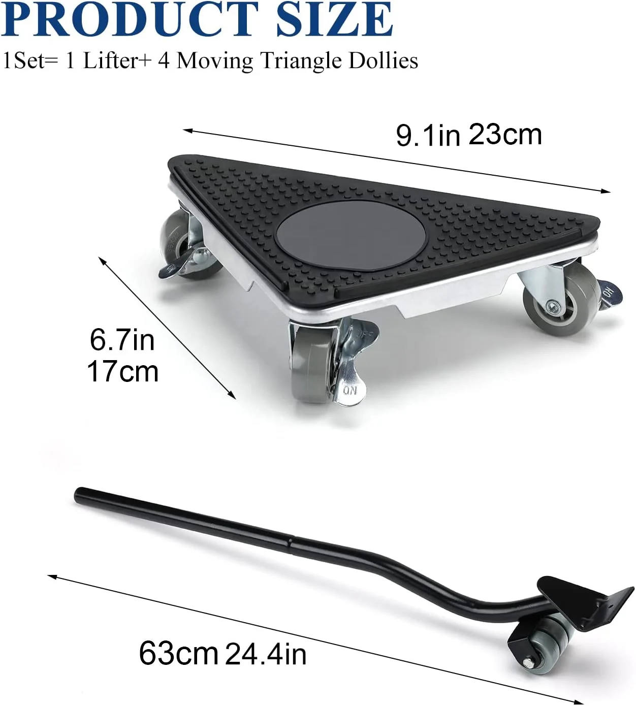 Furniture Moving Dolly 3 Wheels 4 Pack 2860 Lbs Load Capacity Heavy