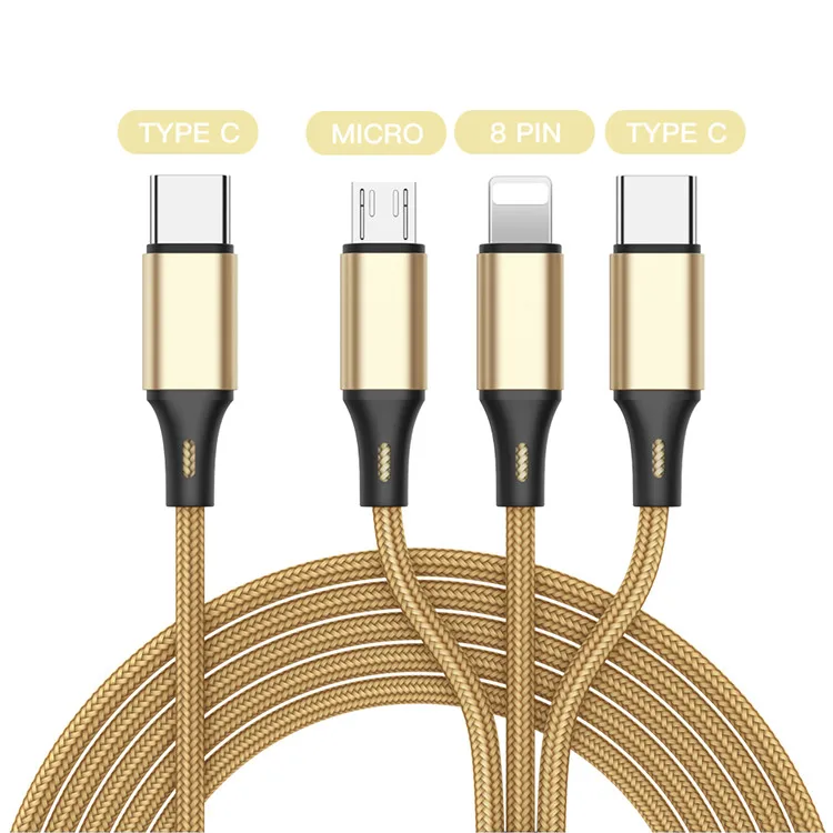 Amazon hot sale 3A Fast Charging 1.25M 3 In 1 USB C Cable to Light ning For iPhone 12 USB C to MIcro Type C Charging Cable - ANKUX.COM