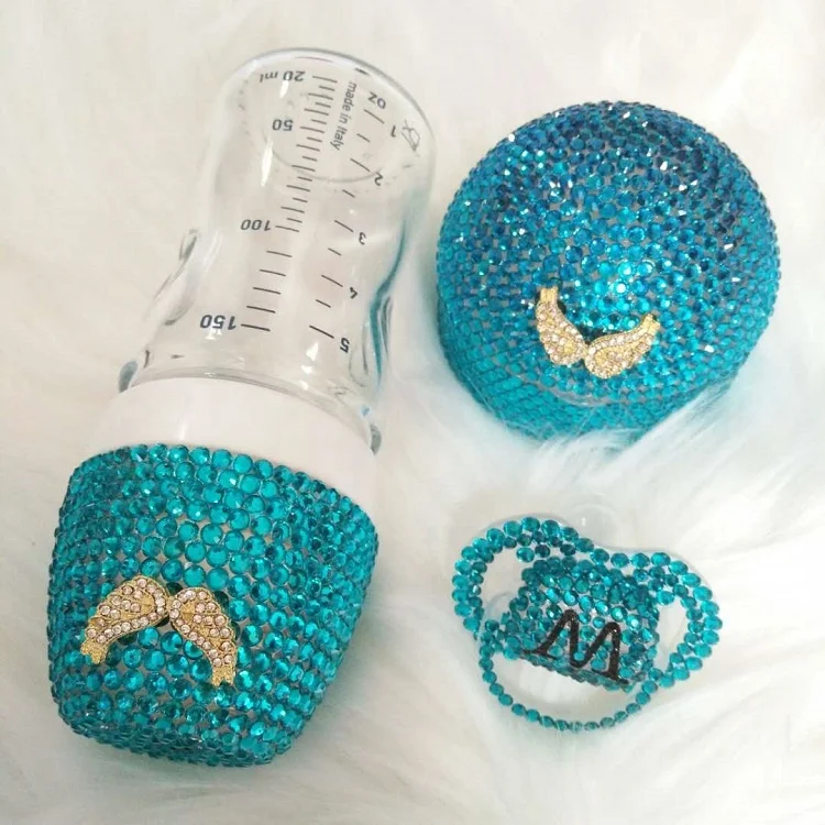 Baby Infant Glass BPA Free Milk Feeding Bottle With Diamond Cup Cover Water Bottle