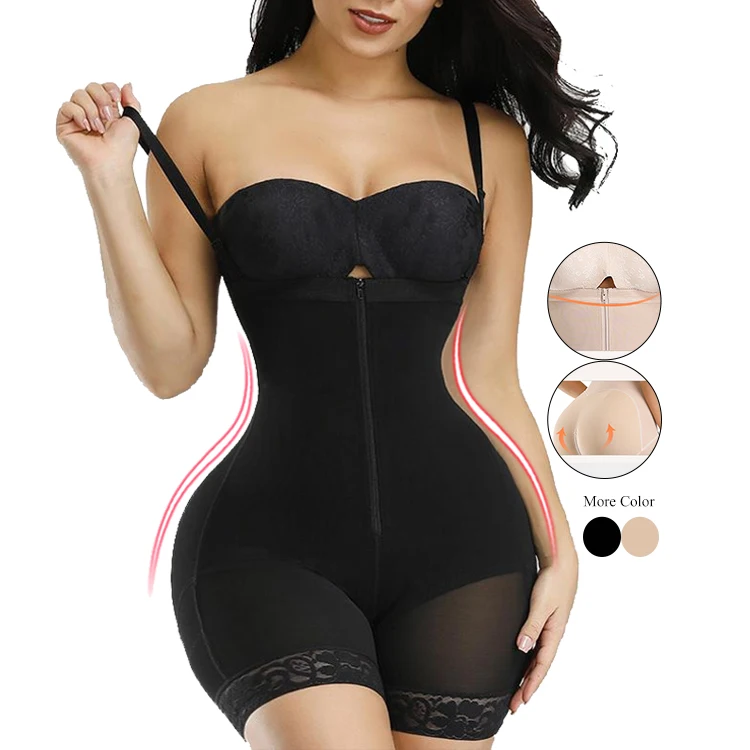 

Women Shapewear Slimming Bodysuit Underbust Bodyshaper Thigh Zipper Full Body Shaper With Butt Lift Full Body Waist Trainer, As picture show