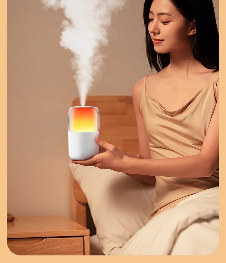 New Smart Simulation Flame Aroma Diffuser USB Mini Ultrasonic Plastic Home Desktop Fragrance Machine Flame Humidifier Ambient