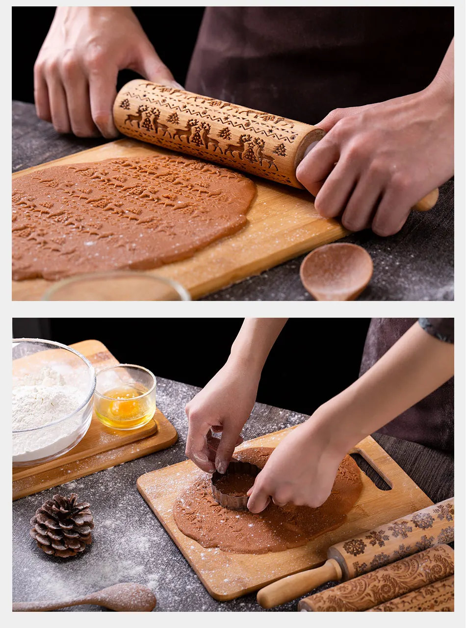 New Leaf Christmas Deer Wooden Rolling Pin Embossing Baking Cookies Noodle  Biscuit Fondant Cake Dough Patterned Roller Snowflake - Buy Marble Pastry  Board,Pin Board /notice Board Material,Push Pin Board Product on Alibaba.com
