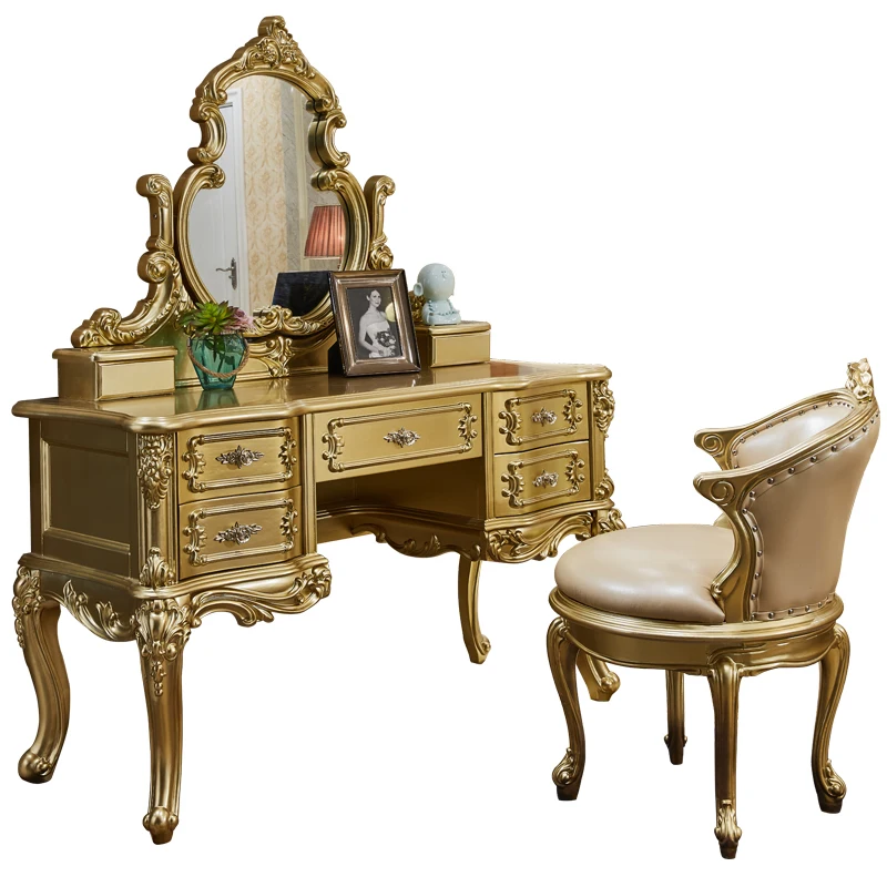 Foshan European Style Complete Royal Furniture Antique Gold Bedroom Set