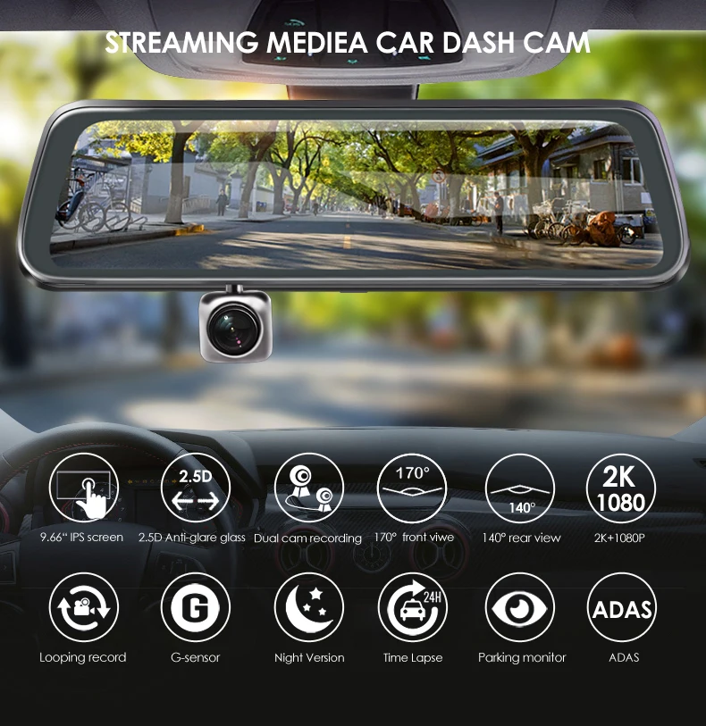 streaming media rear view mirror