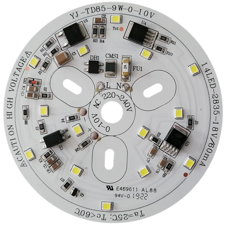 CE & LVD & FCC certificated 0-10V dimmable 9W driverless 220V dob ac led pcb module led board for Bulb Light and Downlight
