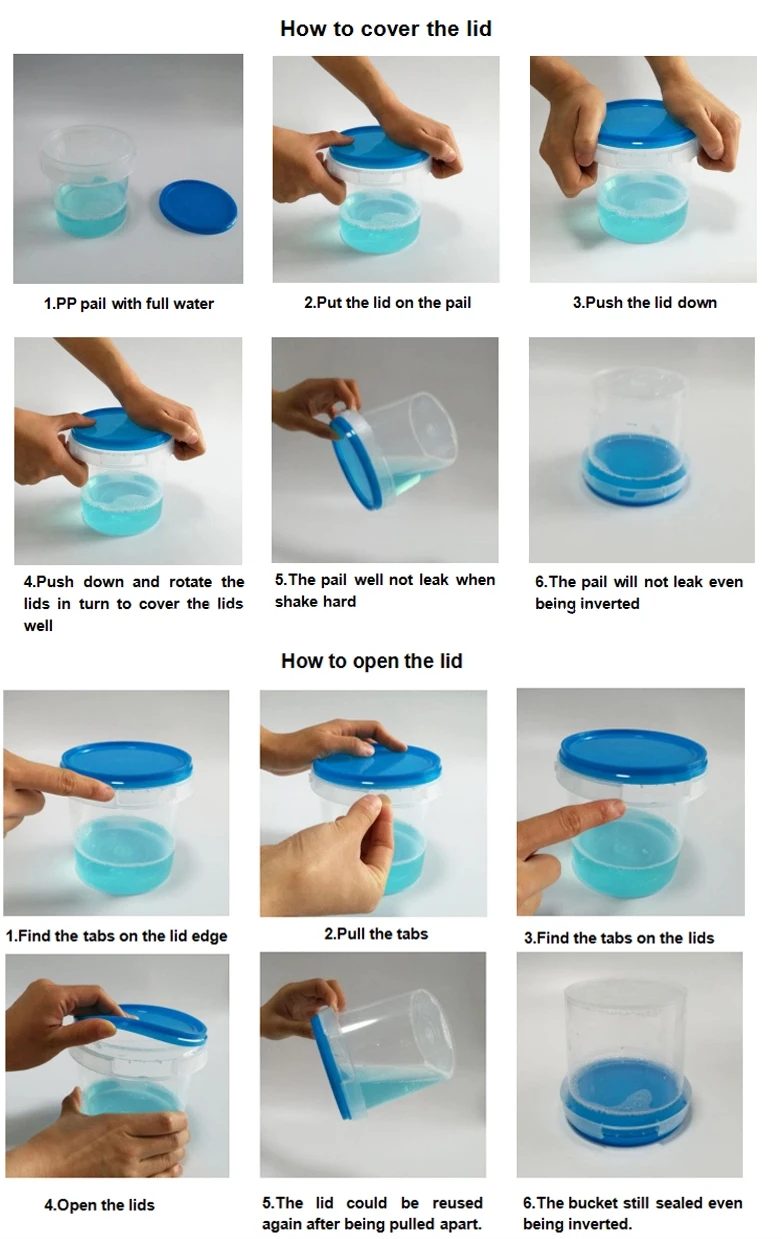 Stocked Good Quality Tamper Evident Black Plastic Round Paint Buckets