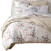 Dyed soild colour bedsheets 4 piece 100% cotton white printing bedding sets luxury king size