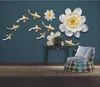 3D embossed lotus nine fish illustration background wall painting wallpaper 2019