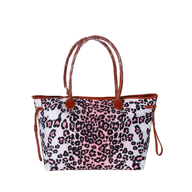 

Women Designer Leopard Tote Purse Lady Wholesale Blanks Cheetah Handbag with PU Handle and Magnetic Snap Closure For Girls, As pics