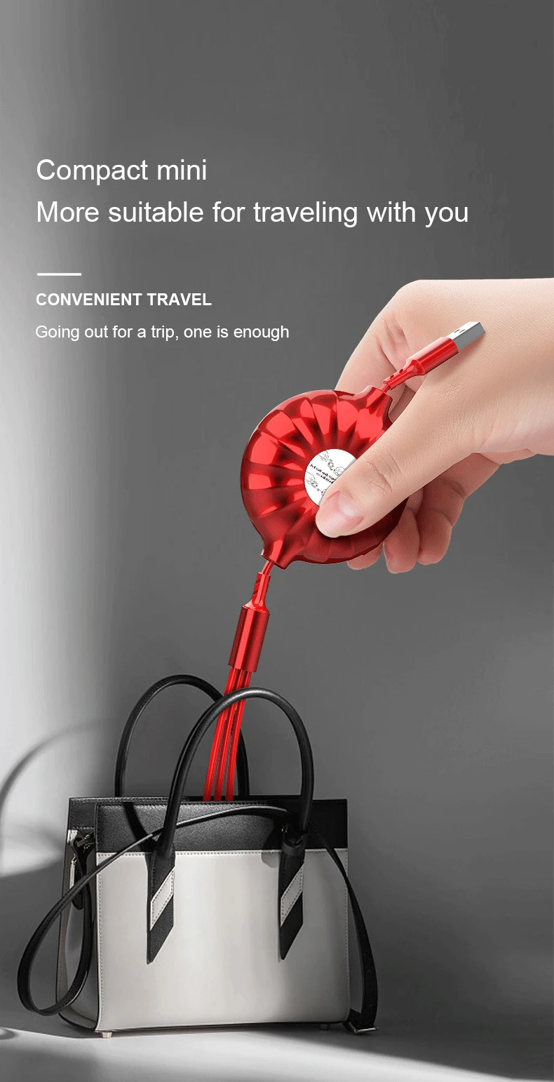 ADYSS Portable Retractable 3 in 1 Usb Extension Cable Package for Android Micro Usb Smart Watch Charger Cable - ANKUX.COM