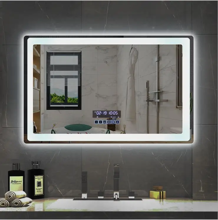 Customized Aluminum Frame Digital Anti Frog Magnify Bathroom Smart Mirror