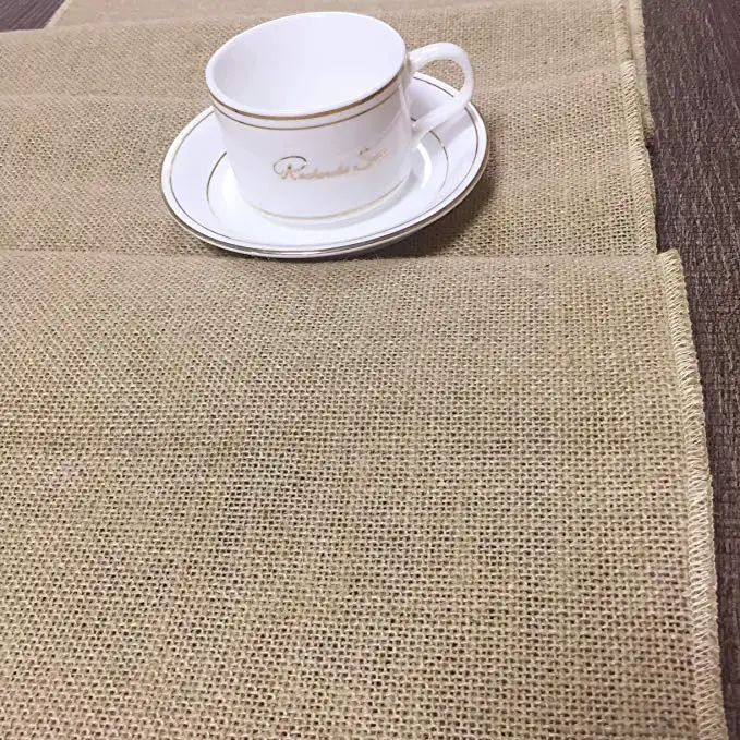 12X72"/12" x 108" Natural Jute Burlap Table Runner for Rustic Wedding Party Reception Decoration
