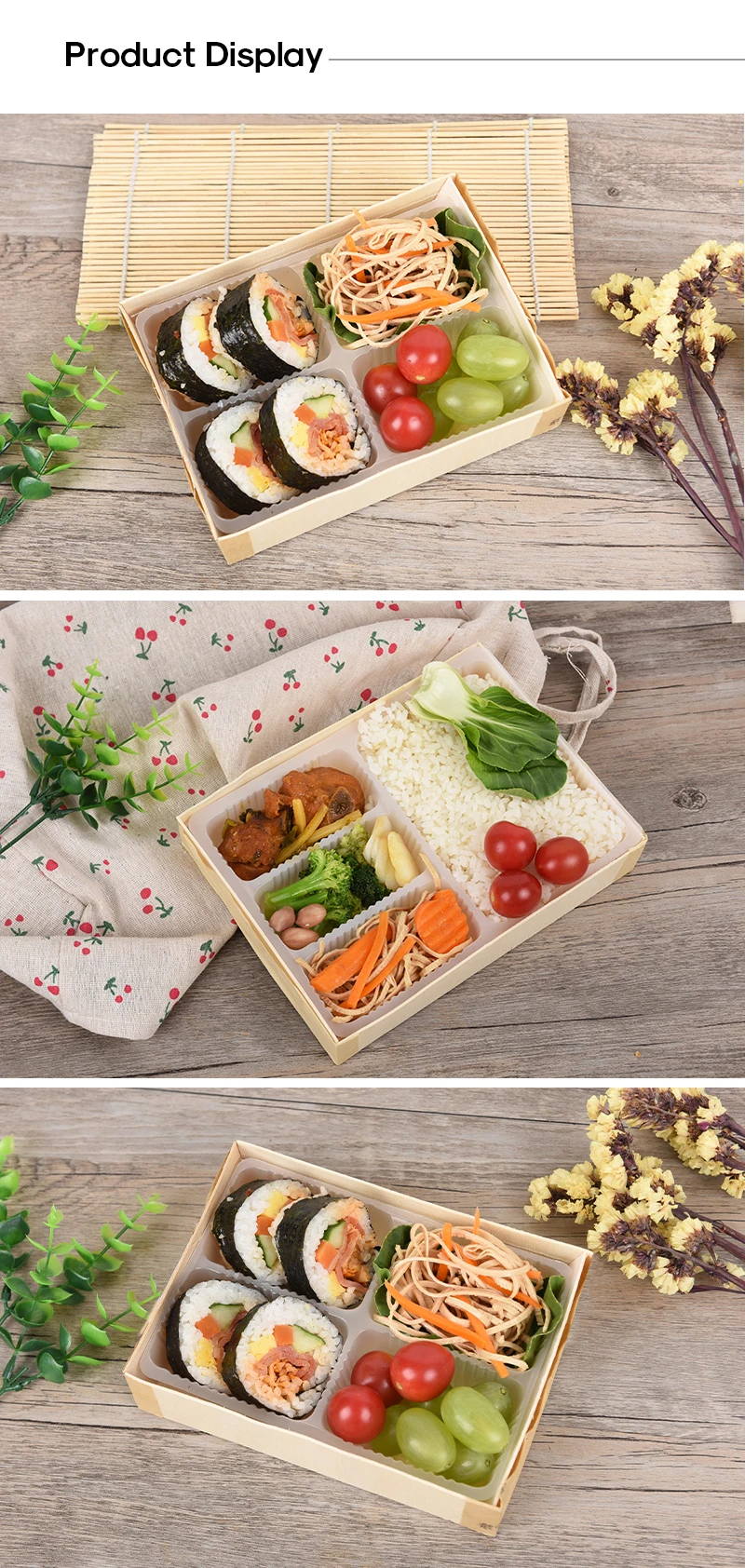 Disposable Biodegradable Packaging Wood Bento Boxes Wooden Lunch Box