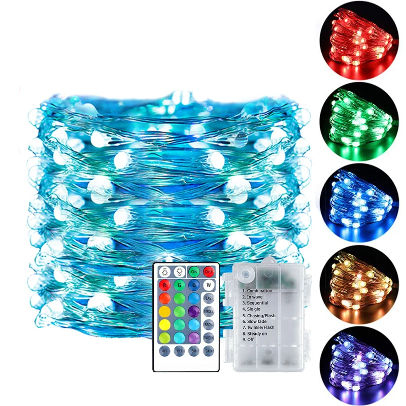 Outdoor Lights Color Changing Light Remote Decorative Waterproof Rgb String Lamp Copper Wire Led