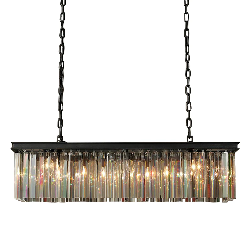 modern black rectangle crystal pendant light  chandelier for dining room