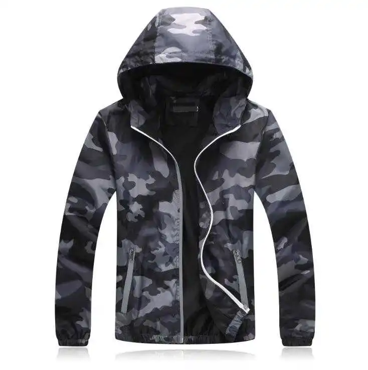 Camouflage sweater coat thin section black Outlet