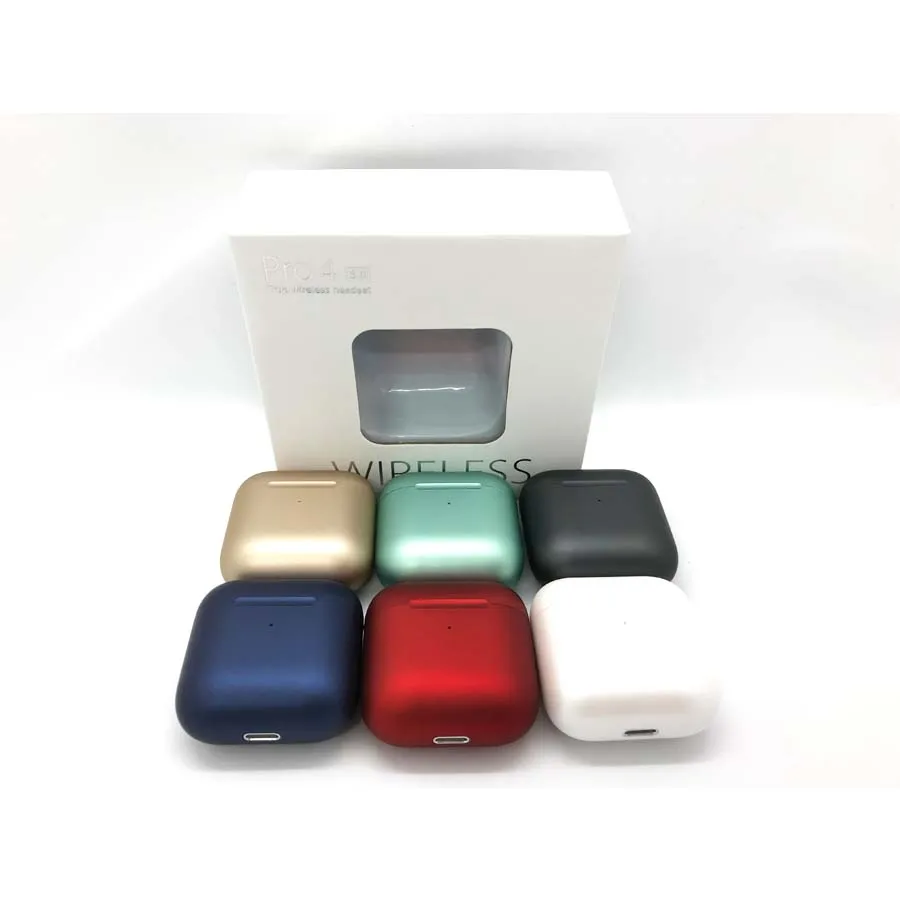 2020 Hot Sale TWS Pro 4 Metallic Sport Mini Long Lasting Earphones Fashion Color PRO 4 Earbuds