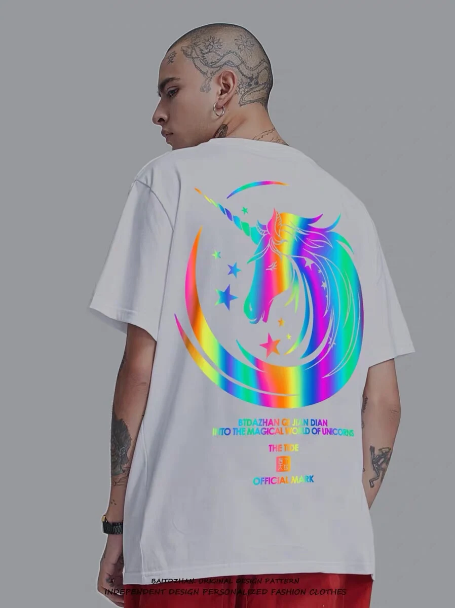 2021 Rainbow 3m Reflective Custom Graphic Printing T Shirts Cotton Oversized T Shirt Colorful Plus Size Men S Boy S T Shirts Buy Plus Size Wholesale T Shirts Boys Plain Colorful T Shirts Plus Size Wholesale T Shirts Product On