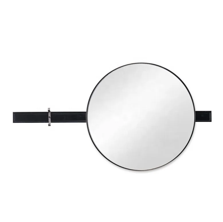 MOK Wholesale Black Wall-mounted Metal Frame Round Mirror