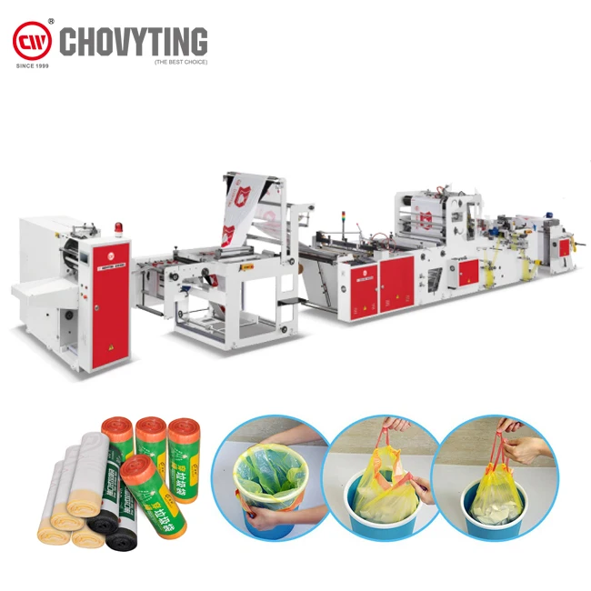 
Automatic plastic bag on roll bag machine draw tape drawstring biodegradable trash garbage roll bag making machine on roll 