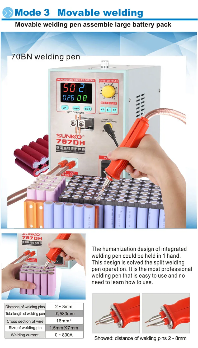 Sunkko 797dh Spot Welders 3.8kw High Power Spot Welding Machine For