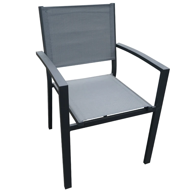 Aluminium Promotion Outdoor Garden Stackable Sling Chair With Arm For