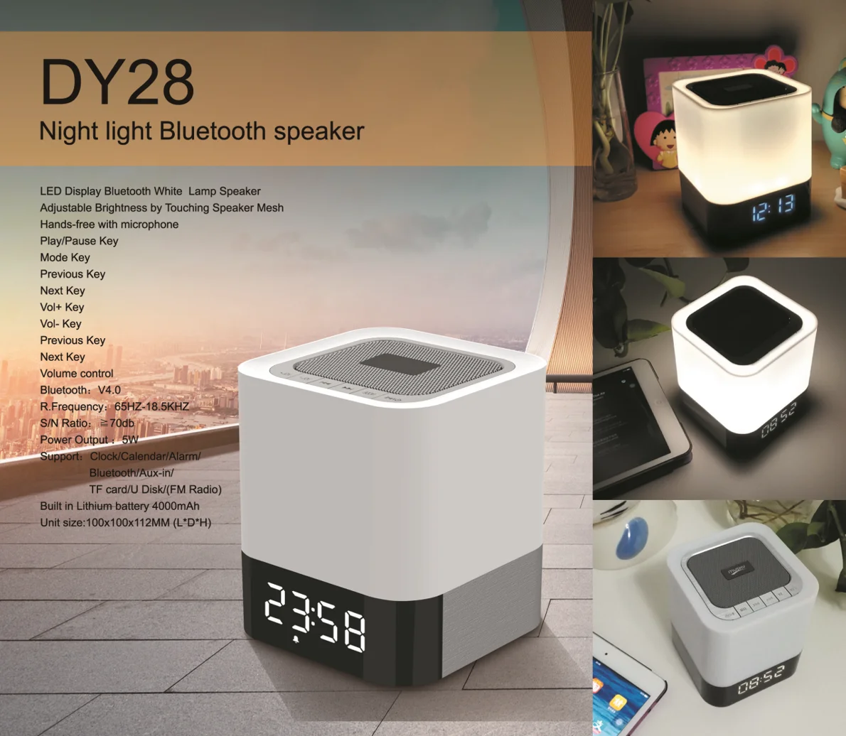 musky-DY28 factory direct selling Home Portable Hand Free LED Display Alarm Clock Bluetooth Speaker With Touch Night Light - ANKUX.COM