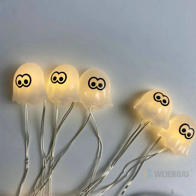 White ghost sliver wire Halloween string lights