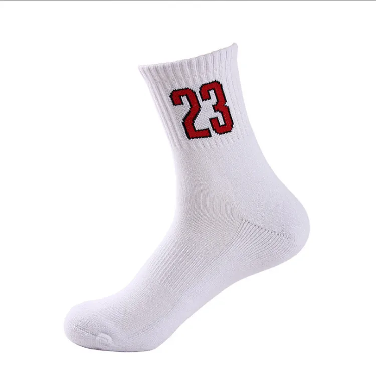 Wholesale Colorful Numbers Good Quality Cotton Mens Basketball Socks