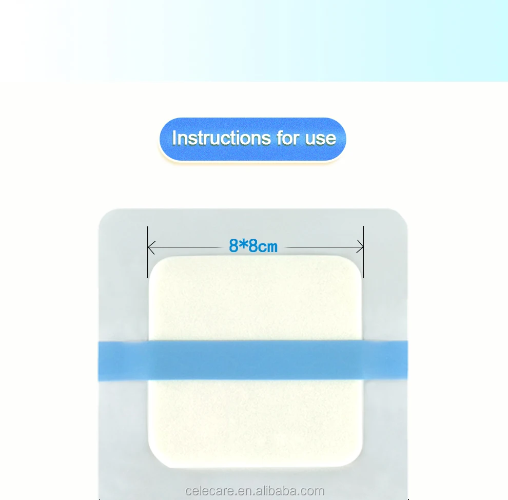 Celecare Pu Wound Dressing Foam Hydrocolloid 12.5*12.5cm 10pcs A Box