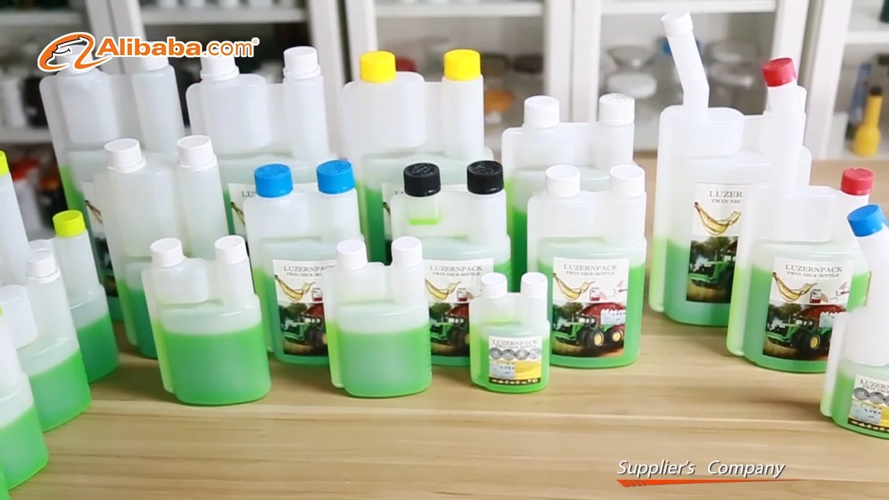 32oz 1000ml Plastic Fuel Additive Dose Measuring Two Neck Bottle With