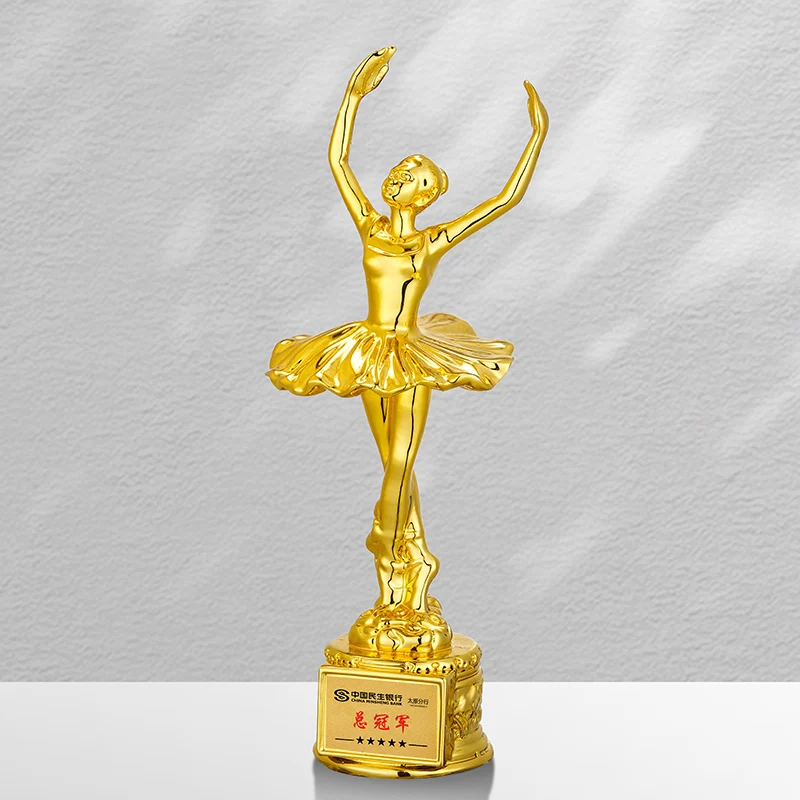 New styles Gold Silver Crystal Ballet Dance Trophies and Awards UV Printed Plaques from China for sports events factory