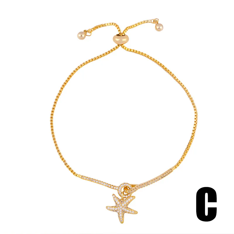 Luxury 18k gold plated blue eye starfish bracelet zircon turkish evil eye charm bracelet