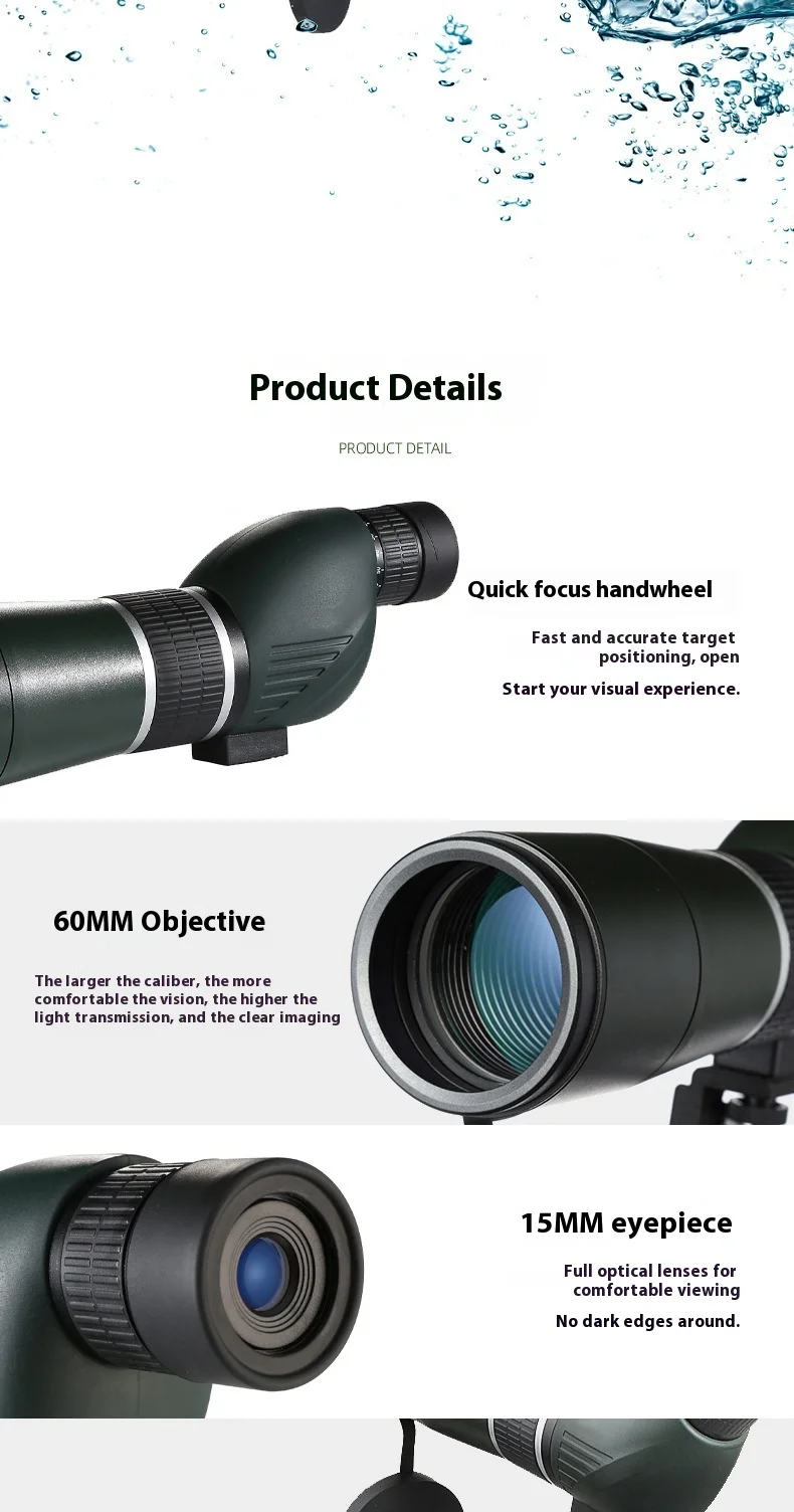 High-Power 20-60x60 Monocular Birdwatching Telescope High-Definition Low-Light Night Vision Outdoor Target Viewing Manufacturer