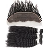 Indian 8A Virgin Human Curly Wave Extensions Hair Bundle With Lace Closure A Set Wig