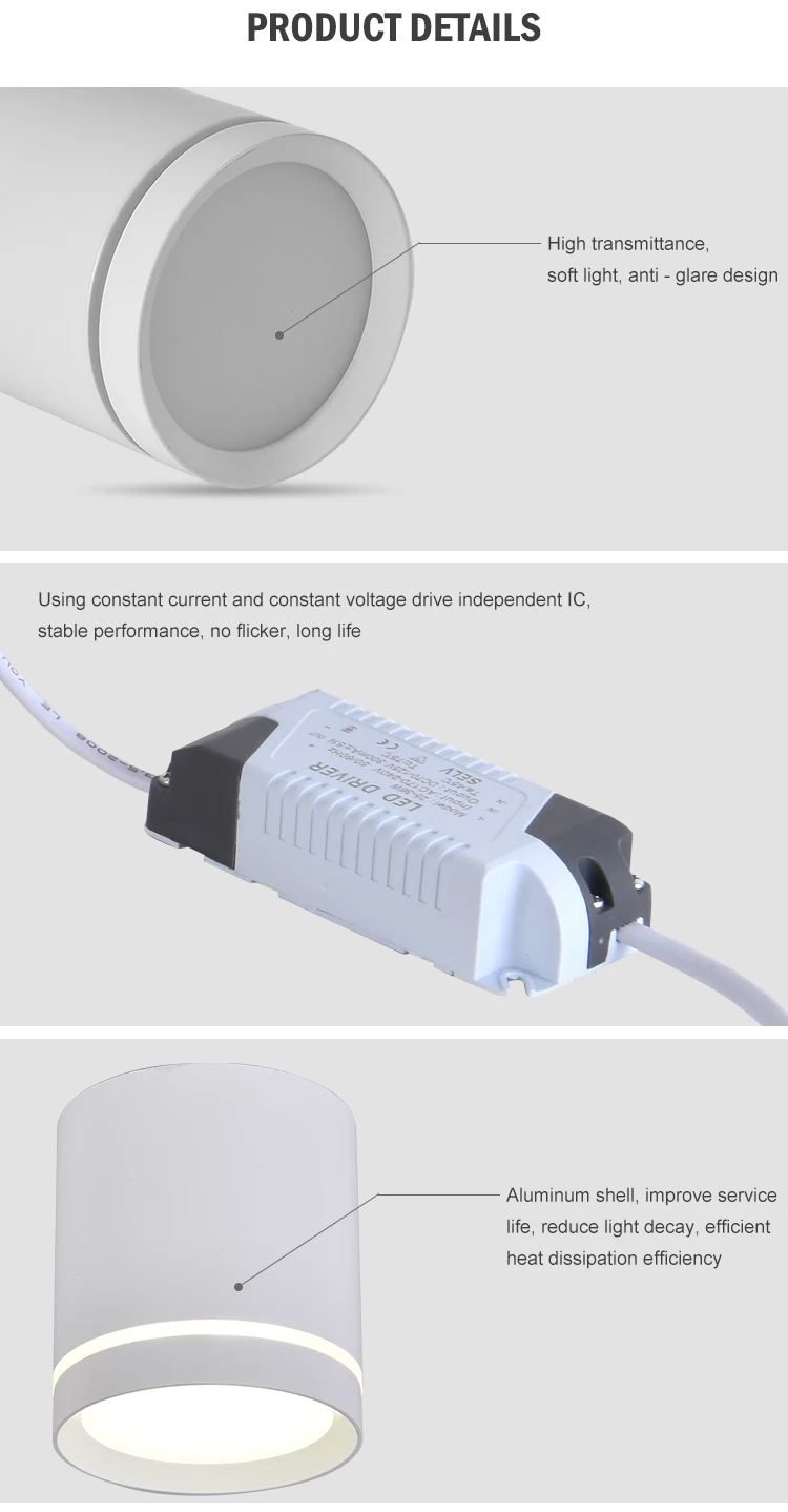 2021 Eurpoean design 5W SMD interior cylindricity aluminum home simple black white led down light
