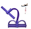 4 Tube Elastic Sit Up Pull Rope with Foot Pedal Abdominal Exerciser Equipment Fitness Yoga