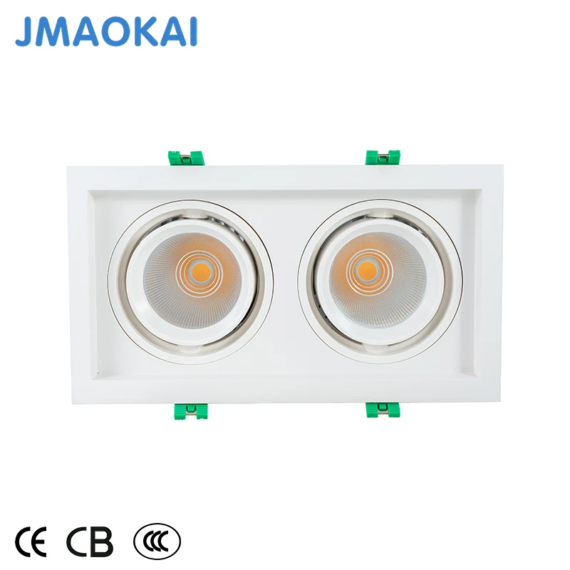 Multiple Recessed White Square Led Grille Down Light Double Head Downlight