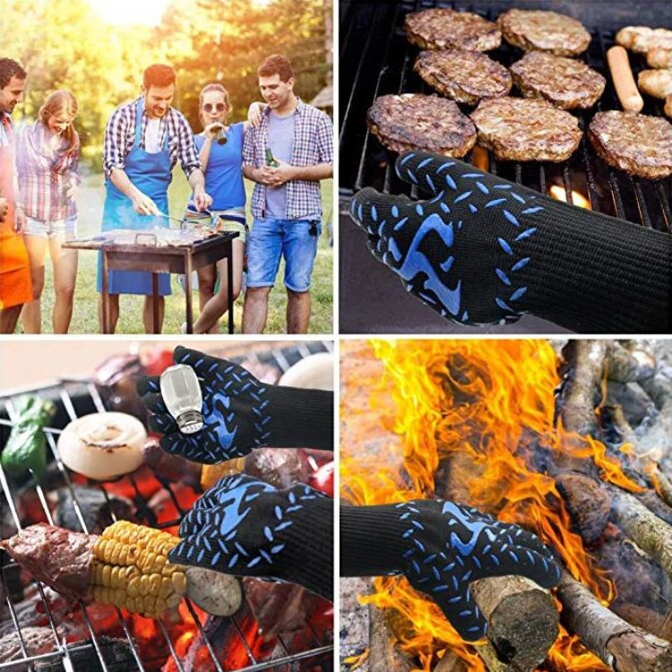 China Factory Heat Resistant Kitchen Oven Gloves Mitt Silicone Bbq