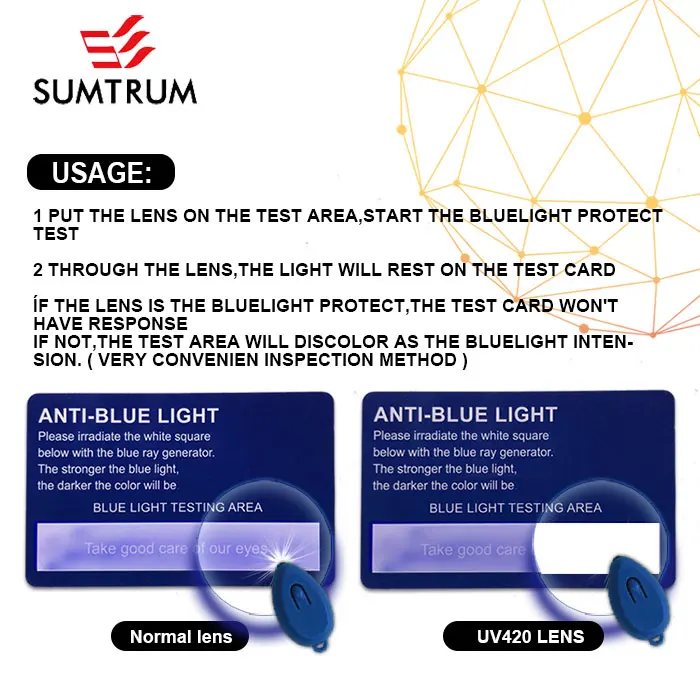 2022 Blue Light Block Test Pvc Card Eyewear Accessories Blue Light
