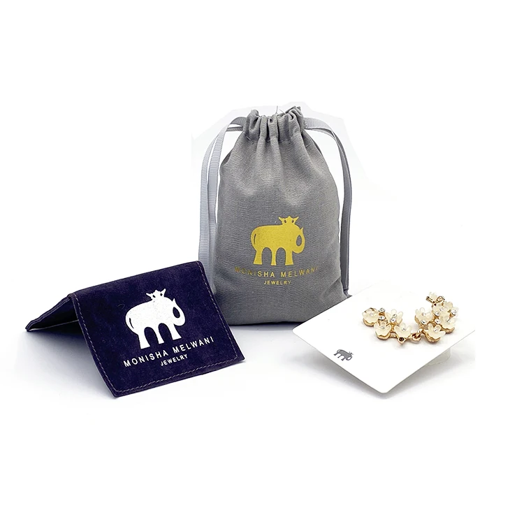 Hot Sale Custom Logo Printed Small Envelope Flap Pouch Luxury Suede Necklace Jewelry Bag With