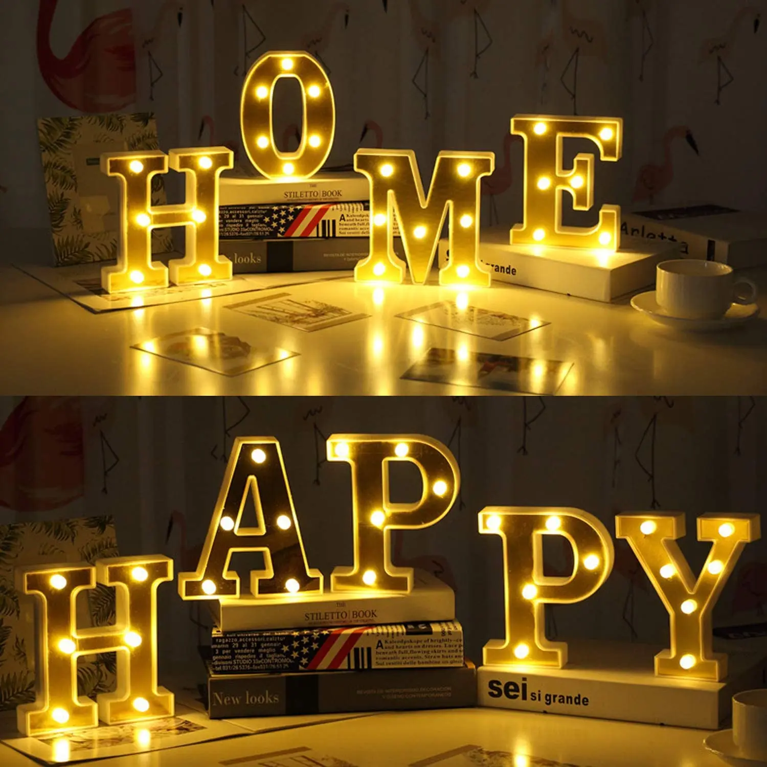 ROUDK LED Marquee Letter Lights 26 Alphabet Light Up Letters with Battery Power Golden Sign LED Wall for Home Bar Festival Christmas Lamp Night Light Birthday Party Wedding Decorative 
