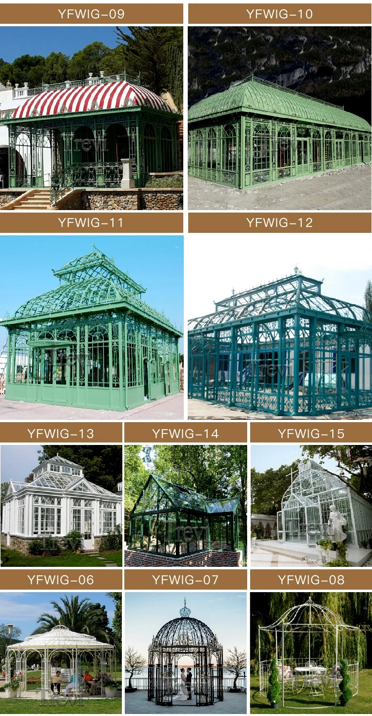 Delicate Outdoor Custom ggreenhouse Garden Cast Iron Gazebo for Sale