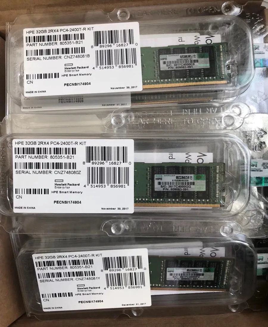 32gb 듀얼 랭크 X4 Ddr4-2400 Cas-17-17-17 서버 메모리 805351-b21 - Buy 32gb 듀얼 랭크 ...