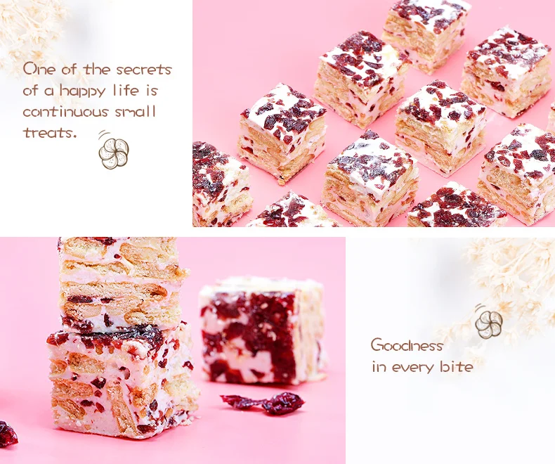 Cranberry milk flavor biscuit crumbs Nougat Candy